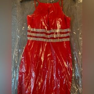 B. Darlin halter red prom dress from Dillards